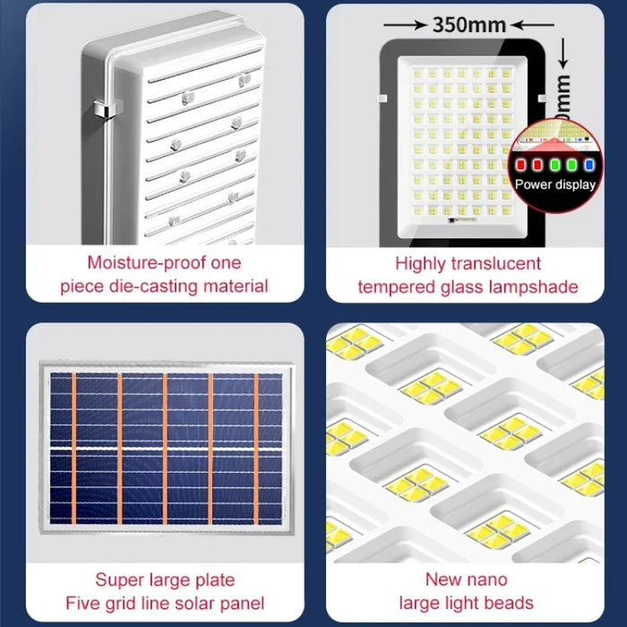 Super Bright Solar Street Light Outdoor IP67 Waterproof 3000mAh Auto on/Off Garden Lighting for Home Pathway Dusk To Dawn