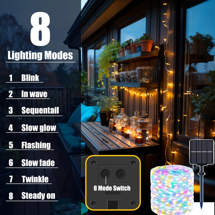 Solar LED String Lights 5M/10M/20/30M Outdoor Solar Copper Wire Light 8 Mode Waterproof Lamp For Garden Christmas Tree Decor