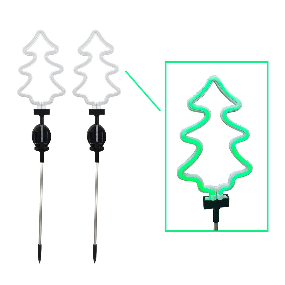 Neon Solar Garden Light Waterproof Landscape Courtyard Lamp Christmas Tree Flamingo Neon Lights Christmas Party Decor Supplies