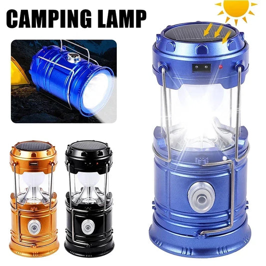 Powerful Solar LED Camping Lantern Outdoor Camp Tent Lamp USB Rechargeable Portable Emergency Lights Stretch Hang Lantern