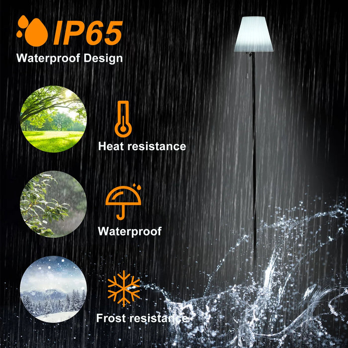 Solar Powered USB Charging Outdoor Floor Lamp for Patio Waterproof Rechargeable Cordless Solar Floor Lamp with Light Sensor