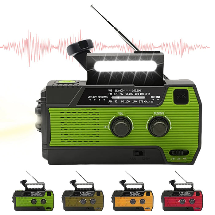 Emergency Hand Crank Radio Solar Powered Radio with Flashlight Reading Lamp SOS Alarm AM/FM/WB/NOAA Weather Radio Portable Radio