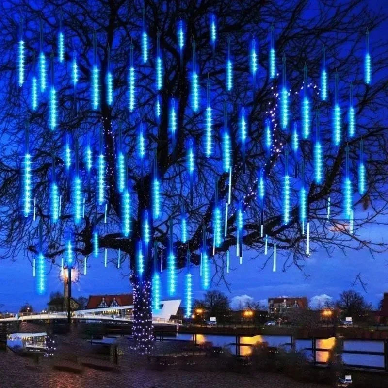 Outdoor Christmas Decoration 30/50cm Solar Meteor Shower Rain Holiday Light Led Light String for Tree Garden 8 Tube Fairy Light