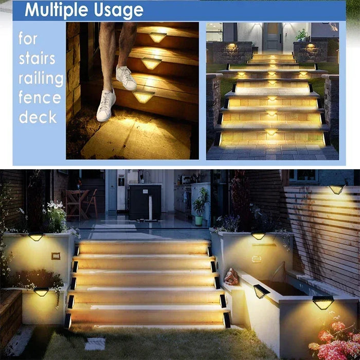 Solar Deck Lights Fence Lights Outdoor Step Lights Waterproof Solar Lights for Railing Stairs Step Fence Yard Patio and Pathway