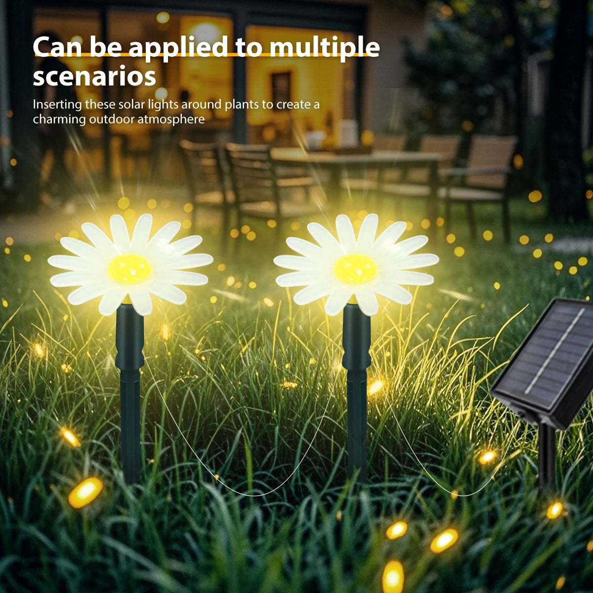 Solar Outdoor Garden Lawn Pilot Light 20LEDS Waterproof Courtyard Flower Path Light String for Camping Wedding Christmas Decor