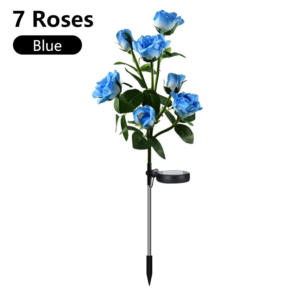 Solar Rose Flower Light Waterproof Garden Landscape Lamp Lawn Yard Pathway Light Simulation Flower Light Decorative Garden Light