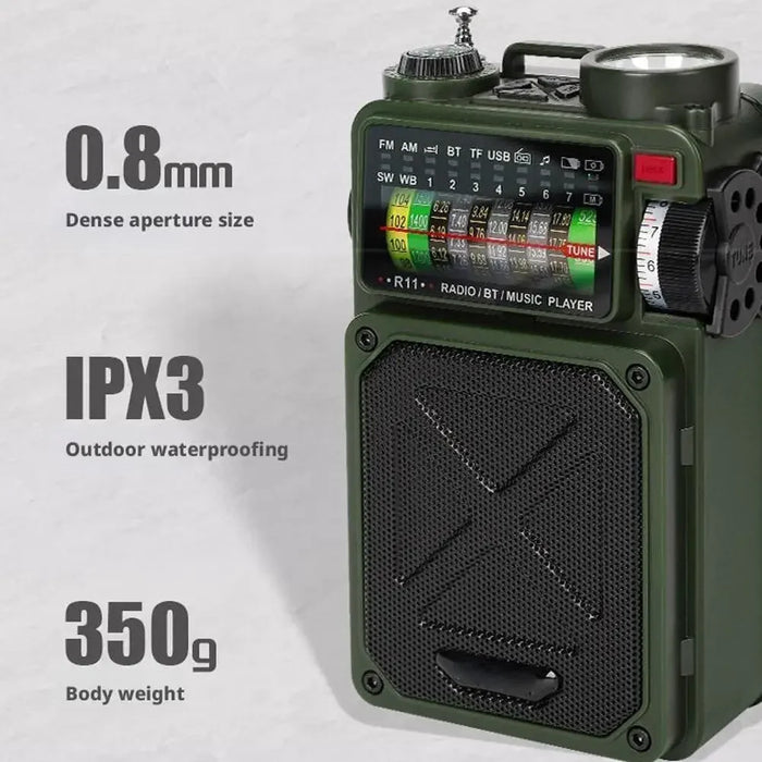 Hand-operated Emergency Solar Bluetooth Outdoor Camping Alarm Radio Multi-band Earthquake Prevention Solar Radio
