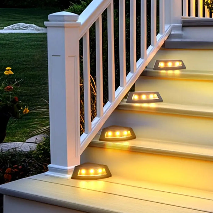 4pcs Waterproof Solar Step Lights Warm /White Light Auto Switch Deck Lights Easy To Use Solar Powered Stair Lighting