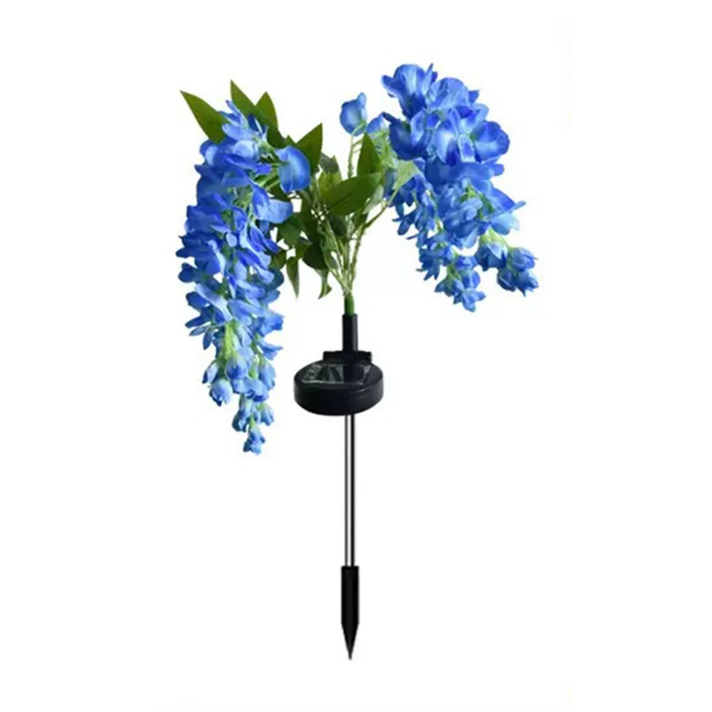 Solar Outdoor Decor Light Realistic Wisteria Floral Waterproof Artificial Flowers Light Solar Powered Garden Lawn Yard Lamp