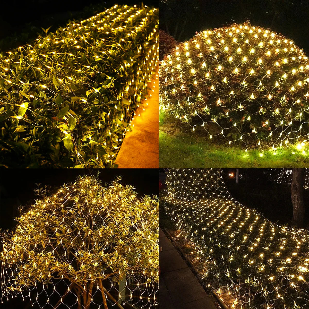 1pc Solar Net Lights Bush Net Lights Mesh Lights 8 Modes Remote Control Auto On/Off Outside Twinkle Lights For Patio Wall Roof