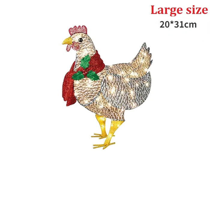 Courtyard Christmas Led Solar Night Lights Outside Garden Decoration Ornaments Chicken Hen Glowing Pastoral Chickens Lamps 2024