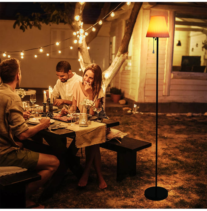 Solar Powered USB Charging Outdoor Floor Lamp for Patio Waterproof Rechargeable Cordless Solar Floor Lamp with Light Sensor