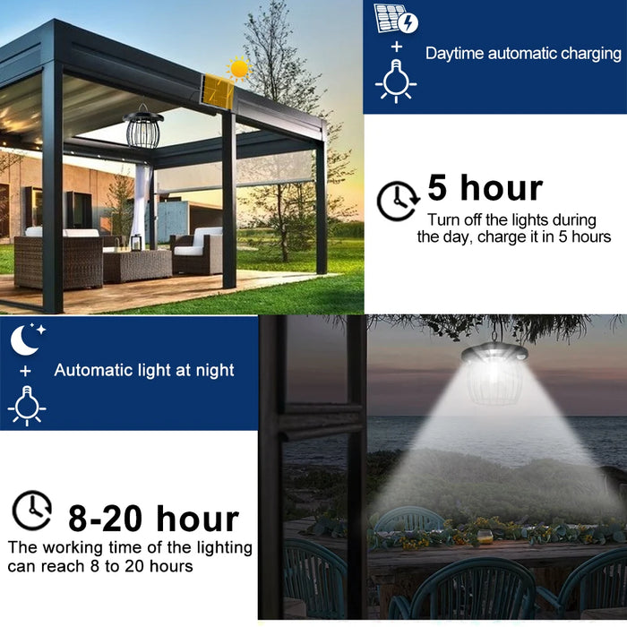 Solar Shed Light Indoor Outdoor with Motion Sensor Solar Pendant Light 5 Mode Timers Waterproof Gazebo Garage Shop Barn Home