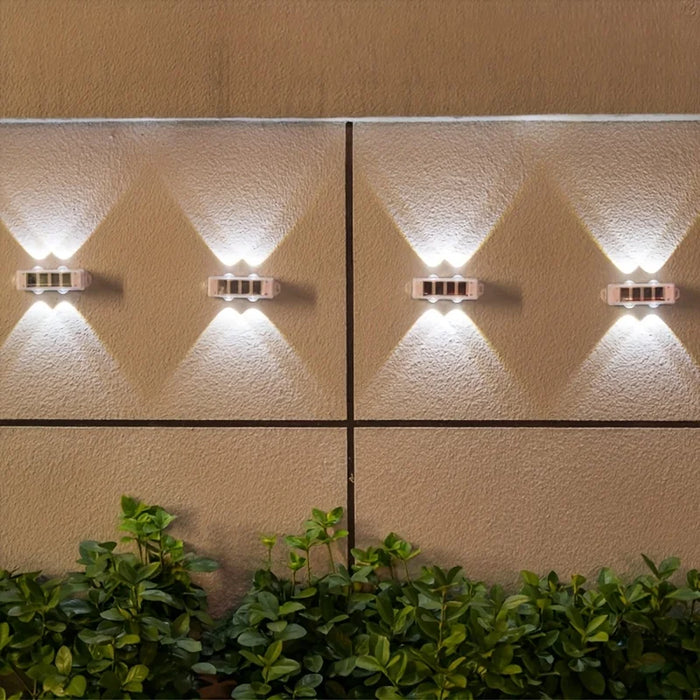 Solar Powered Wall Lights Outside Up and Down Fence Mount Outdoor Decorative Waterproof Lamp for Porch Deck Patio Yard Garden
