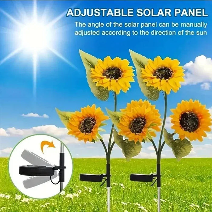 Solar Sunflower Lights 3 Head Outdoor Artificial Flower Decorative Lights Garden IP65 for Lawn Pathway Roof Christmas Decoration
