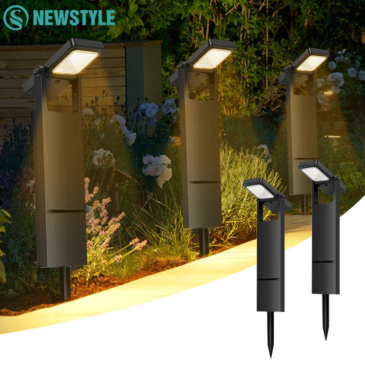 Solar Pathway Lights Outdoor Adjustable Head Solar Path Lights 4Modes 2200 MAh Waterproof  Solar Powered Landscape Light Garden