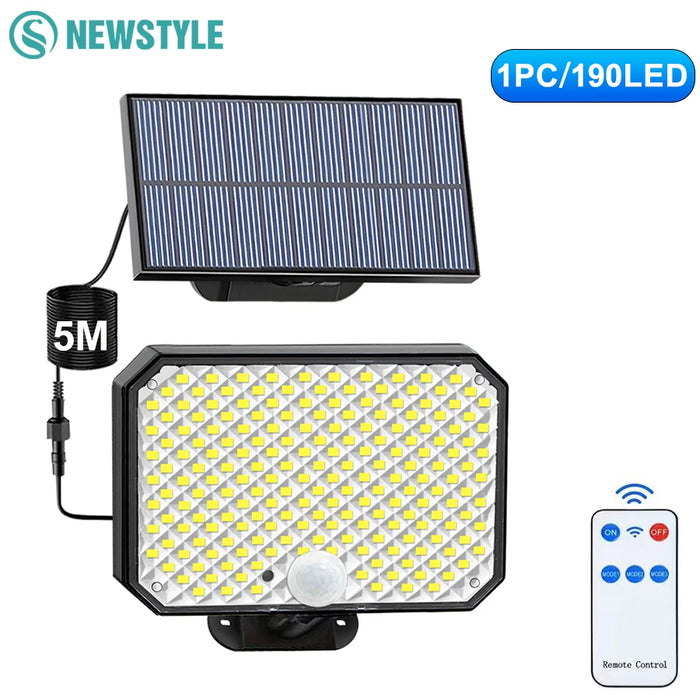 Solar Security Lights 190LED Solar Lights Outdoor Motion Sensor Waterproof 3 Modes   Solar Flood Wall Lamp Yard Garage Garden