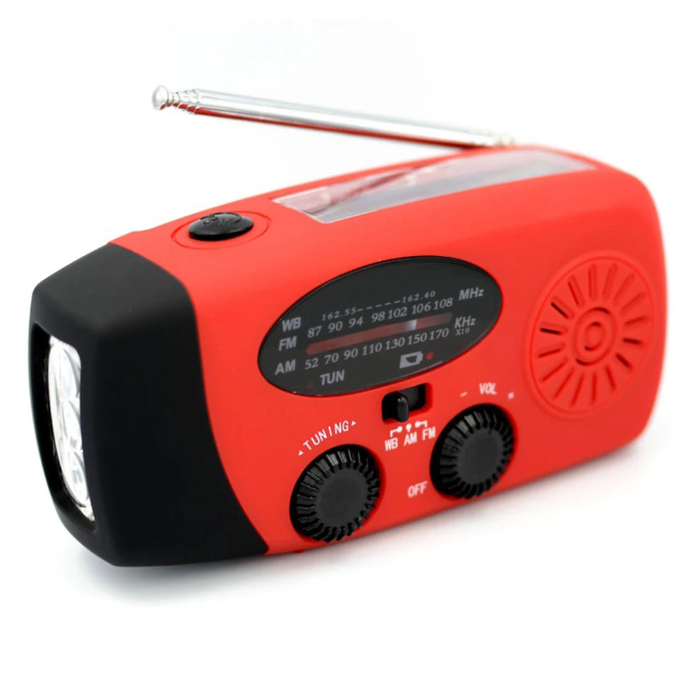 AM/FM/WB/NOAA Emergency Radio Hand Crank Solar Powered Radio Multifunction Weather Radio with BT Flashlight SOS for Outdoor