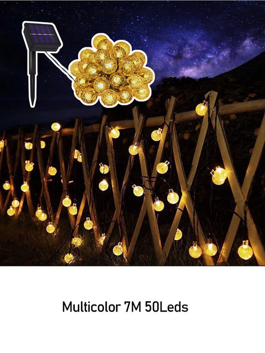 Solar Crystal Globe Ball Fairy Lamps 8 modes String Lights Outdoor Waterproof Solar Powered Patio Light for Garden Party Decor