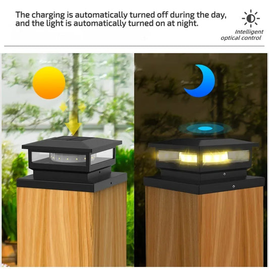 Solar Light Outdoor Waterproof Solar Post Light Villa Column Lamp Fence Gate Pillar Head LED Lamp For House Gate Patio Garden