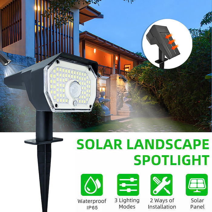 Solar Spot Lights Outdoor, 76 LED 3 Modes Solar Landscape Spotlights Waterproof Wall Lights for Walkway Yard Garden Driveway