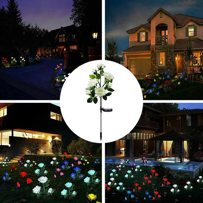 Solar Garden Lights Solar Flowers Rose Light Solar Powered Lights Outdoor Waterproof LED Outside Light for Patio Yard Decor