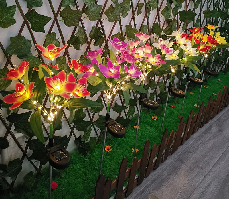 Solar Garden Lights Wild Flower Chrysanthemum Stake Lawn Lamp Waterproof Garden Butterfly  Lamps Yard Art for Home Decoration