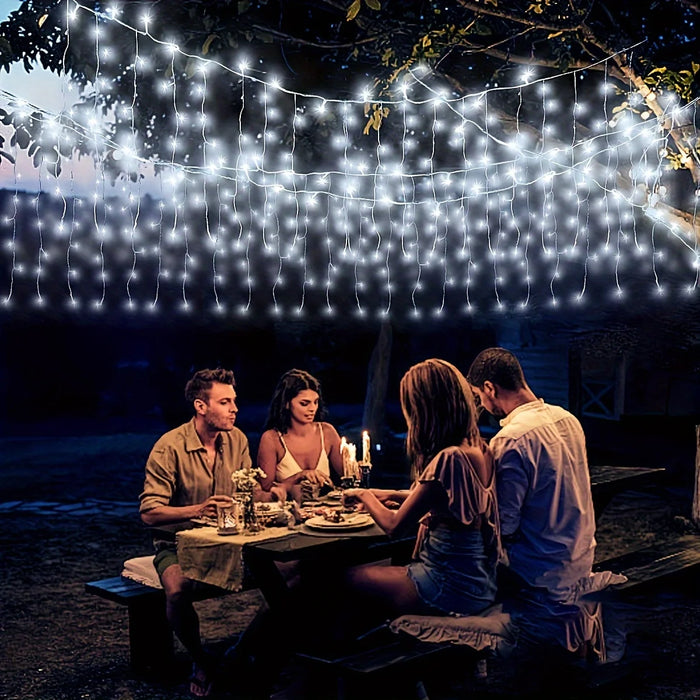 Solar Christmas String Light Outdoor Waterproof Garden Decor 96 Leds Curtain Lamp for Windows Stairs Wedding Home Fairy Light