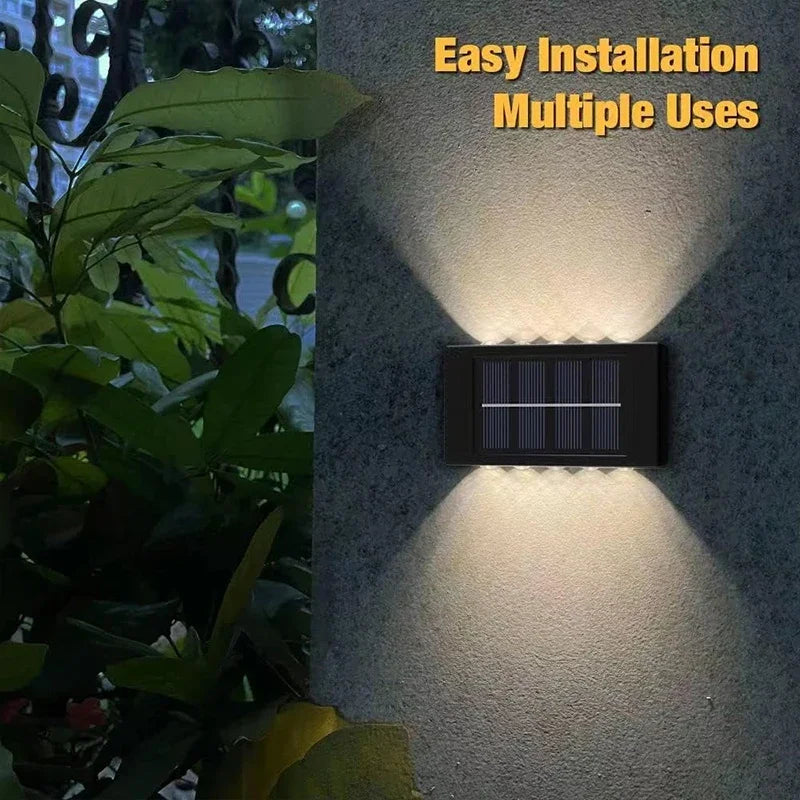 1~4Pack Solar Wall Lights Outdoor 16LED Waterproof Lamp Up And Down Convex Lens Lighting For Garden Landscape Balcony Decoration