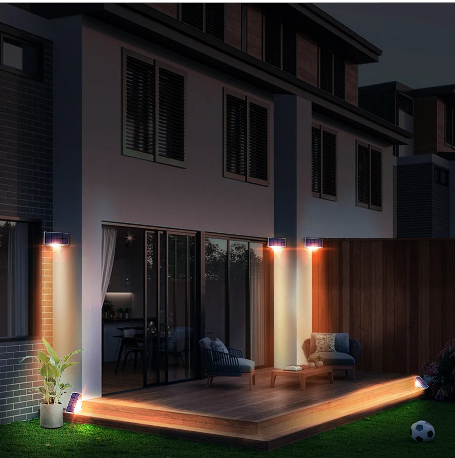 Solar Stair Lights with Motion Sensor Waterproof  IP67 3 Mode RGB Color Changing Step Light LED Lights for Steps Patio Garden