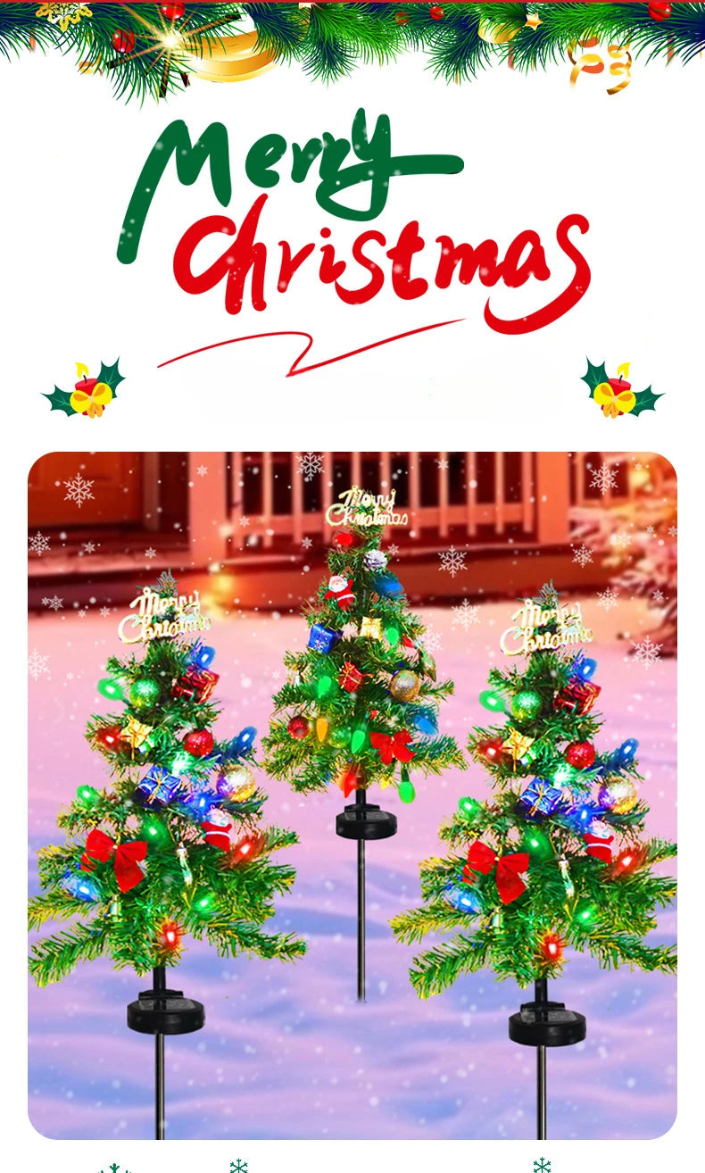 Solar Christmas Tree Garden Decorative Lights Lawn Lights Outdoor Led Snow Christmas Lights Garden