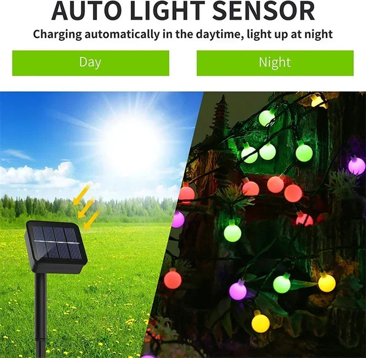 20/50/100LED Solar Outdoor String Lights Round Ball Solar Globe Lights for Garden Patio Holiday Party Christmas Decoration