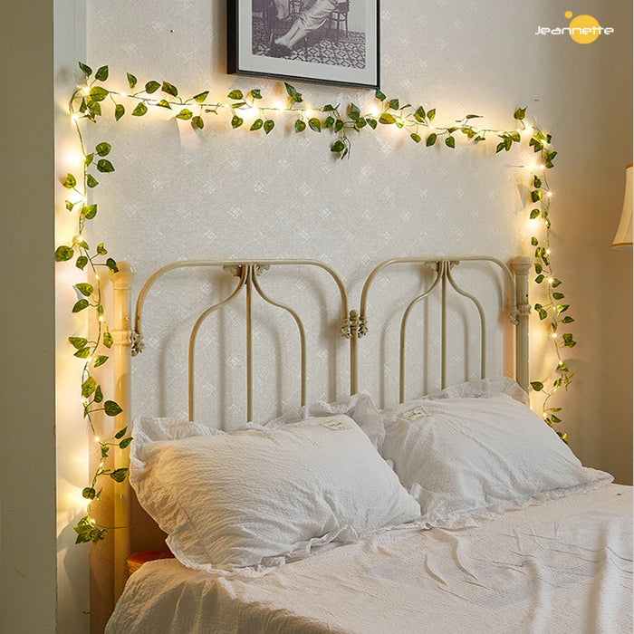 Solar Vine String Lights LED Solar String Lights Outdoor Waterproof Artificial Ivy Leaf Plants Lights for Garden Wedding Fence