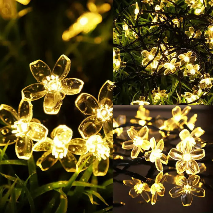 2025 Solar Flower String Lights 200LEDS Waterproof Solar Powered Fairy Lights 8 Modes Decorative Lights for Patio Fence Wedding