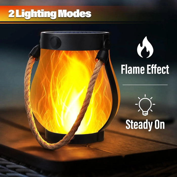 Solar Lantern Lights Flame Garden Light with USB & Solar Charging Waterproof Hanging Lantern for Yard Patio Decor Decoration