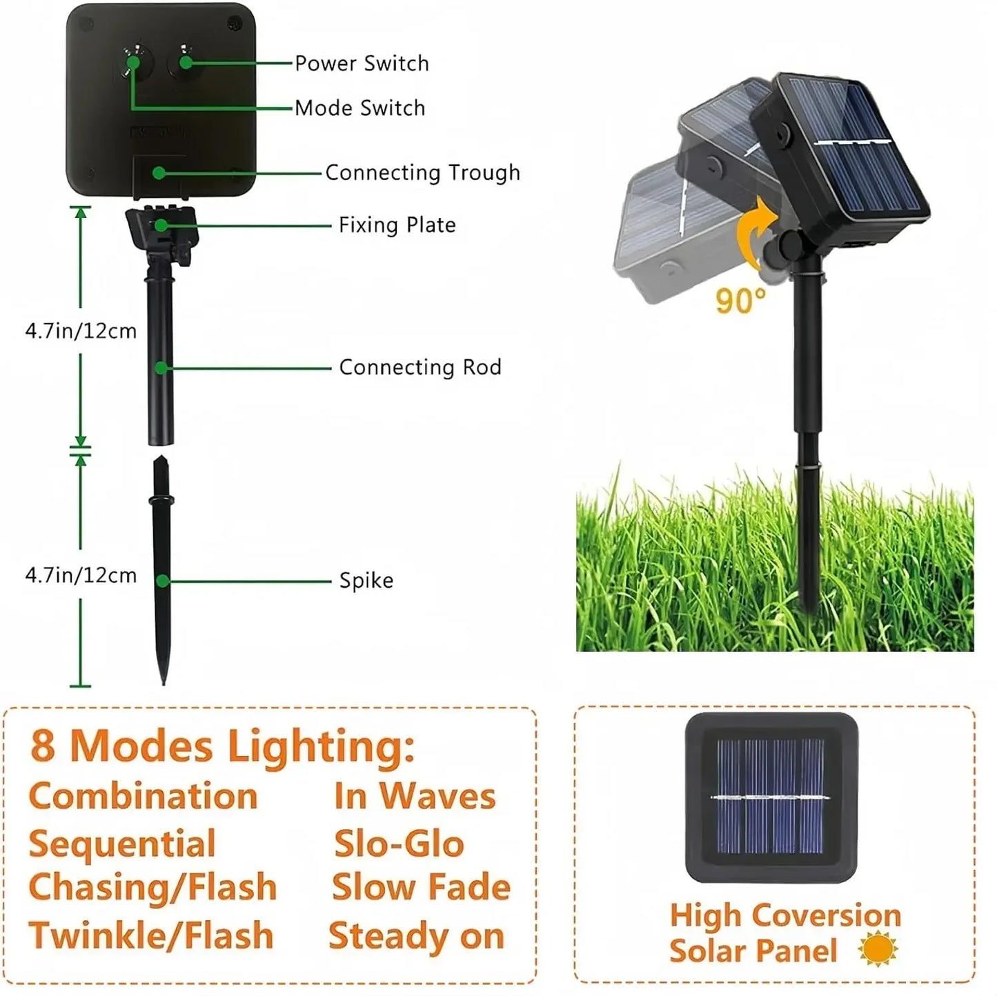 LED Solar String Lights 300LED 8 Modes Solar Powered Xmas Outdoor Lights Waterproof Starry Christmas Fairy Lights