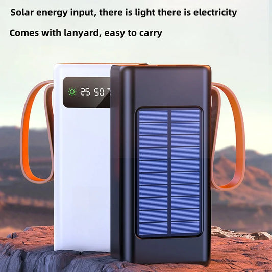 90000mAh Large Capacity Portable Power Bank with Solar or Camping Light Function Fast Charging External Backup Battery