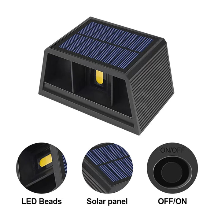 Solar LED Wall Lights IP65 Waterproof Dusk To Dawn Up and Down Solar Light Outdoor Wall Light for Outside Fence Porch Deck Patio