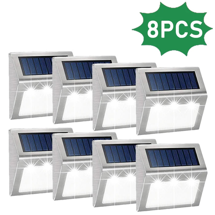 Solar Powered Deck Lights Waterproof Light Stainless Steel Security Wall Lamps for Step Walkway Patio Garden Pathway