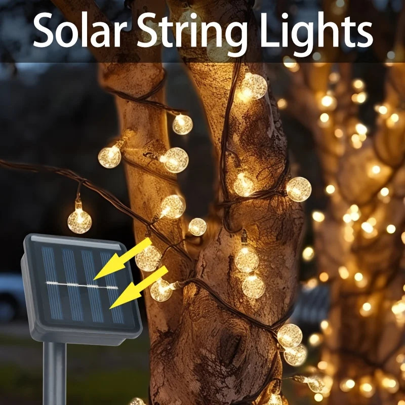 LED Solar Light String Outdoor Waterproof Christmas Decoration 200led Crystal Ball Camping Fairy Garland Garden Party Lamp