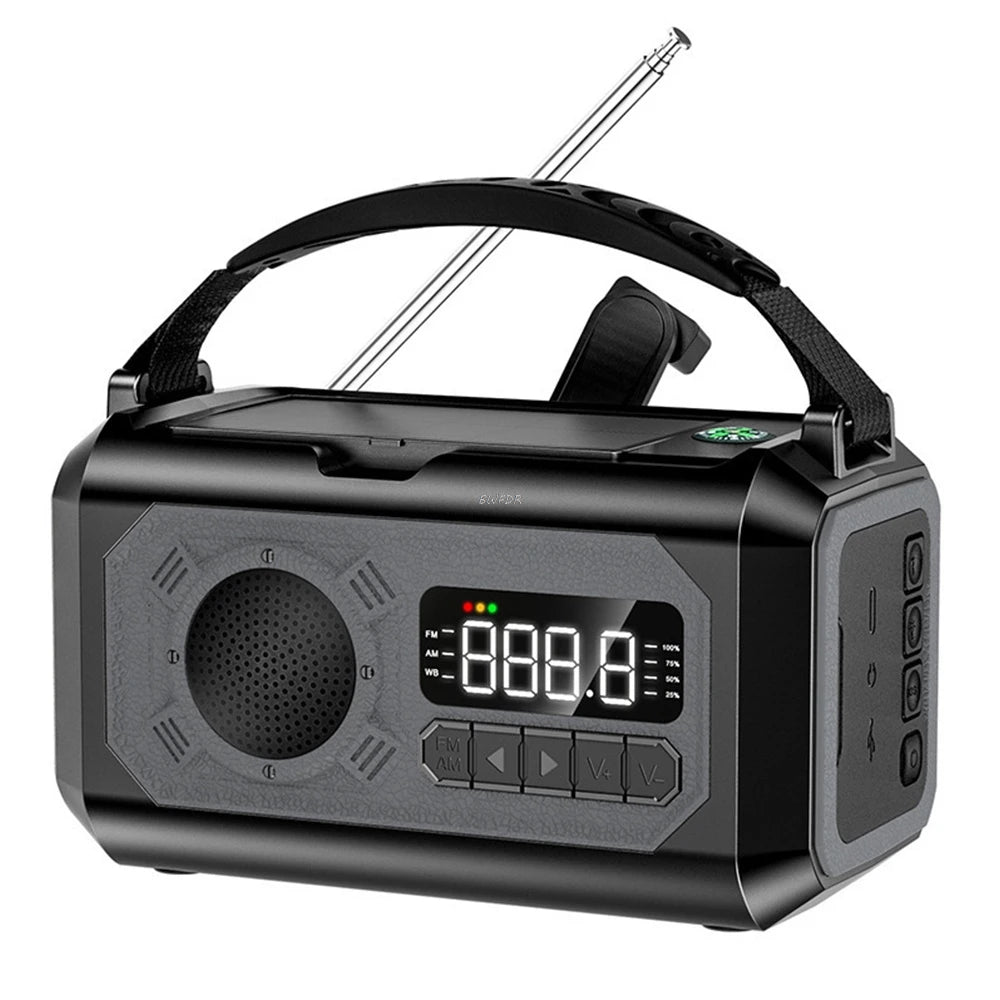 AM/FM/NOAA Solar Hand Crank Radio 12000mAh Emergency Radio Reading Lamp Flashlight SOS Alarm Power Bank Speaker רדיו ופנס חירום