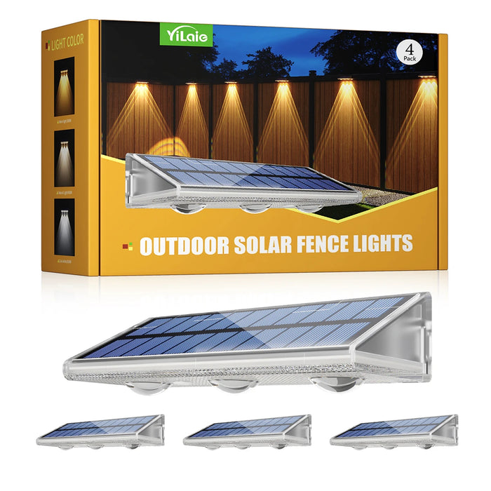 High Bright Solar Fence Lights IP66 Waterproof 3 Modes LED Wall Lamp with Rainbow Decor Auto ON OFF Solar Fence Post Light
