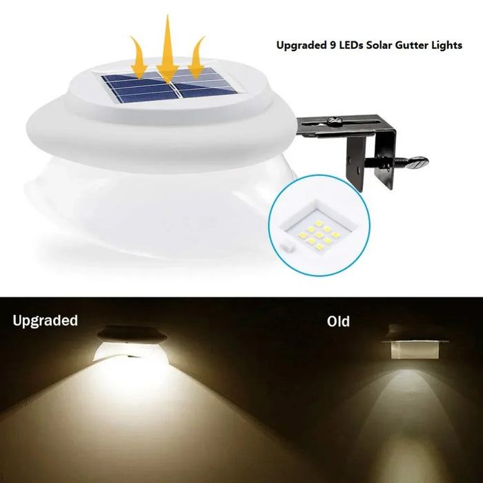 High Brightness Solar Fence Lights Upgraded with 9 LED Outdoor Waterproof Intelligent Solar Garden Gutter Lights