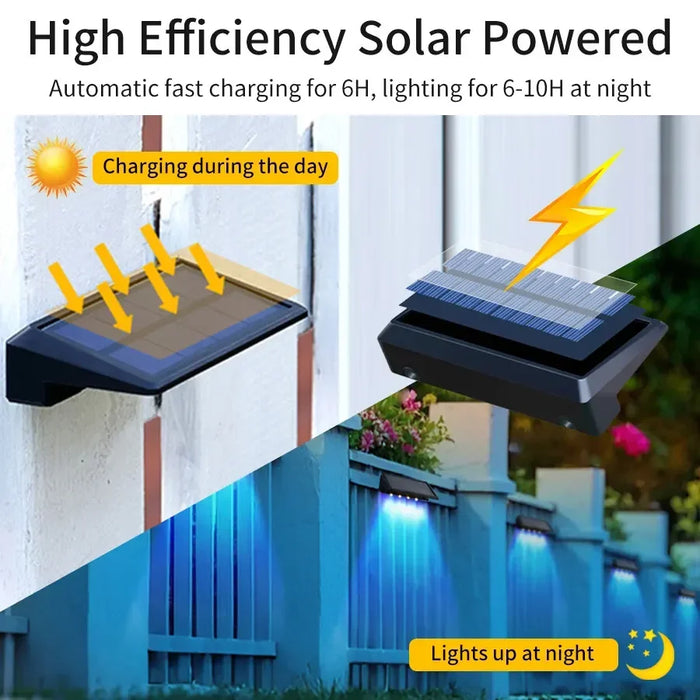 LED Solar Lights Outdoor Wall Lights 2pcs Wall lamp  Waterproof Solar Deck Light Garden Decor Solar Lamp Fence Post Yard Pathway