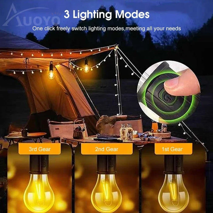 Outdoor solar camping lights, decorative light bulbs, charging hooks, retro tent lights, atmosphere lights for campsites tungste