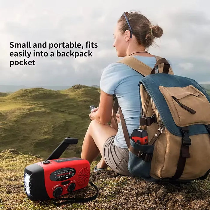 Outdoor Camping Emergency Radio Solar Hand Crank Dynamo Radio FM/AM/NOAA 2000Mah Phone Charger Power Bank Flashlight SOS