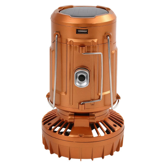 Solar Camping Lantern with Fan Rechargeable LED Lantern Multifunctional Camp Lamp for Power Outages Hiking