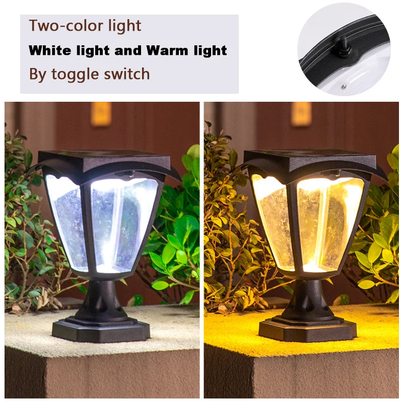 Simple Solar Column Pillar Light Outdoor LED Post Deck Cap Fence Landscape Lamp Waterproof Decor Garden Gate Solar Power Lamp