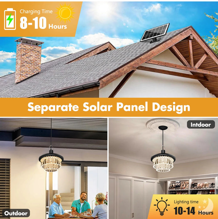 Solar Shed Light Indoor Outdoor with Motion Sensor Solar Pendant Light 5 Mode Timers Waterproof Gazebo Garage Shop Barn Home