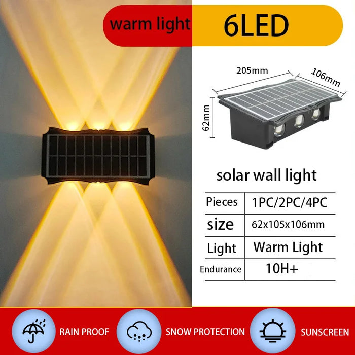 Solar LED Light, Outdoor Waterproof Wall Lamp, Streetlights Exterior Garden Decoration Yard Porch Walkway Solar Wall Light Home